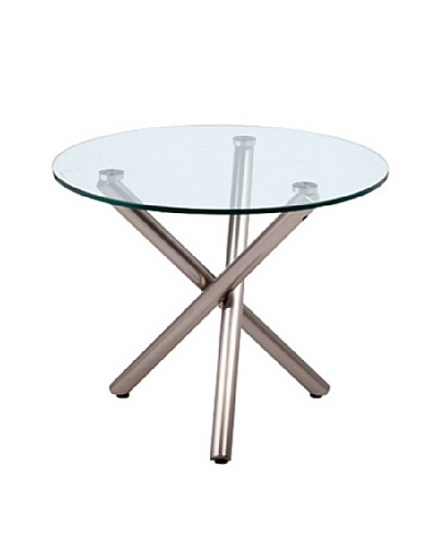 Furniture Contempo Luxe Side Table, Clear/Brushed Nickel