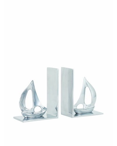 Torre & Tagus Set of 2 Sailboat Bookends, Silver