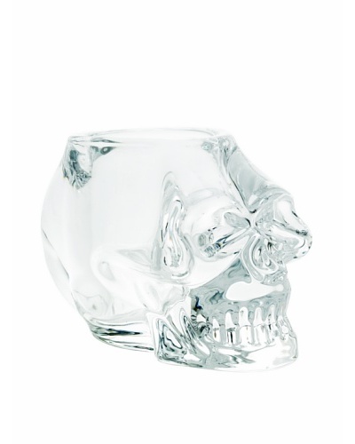 Torre & Tagus Skull Glass Tea Light Holder, Clear