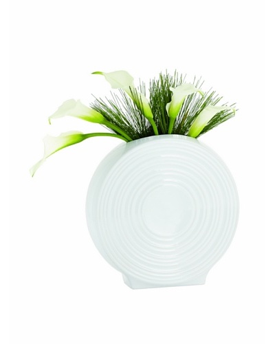 Torre & Tagus Tall Ceramic Spin Vase, White