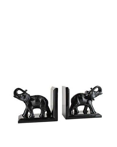 Torre & Tagus Set of 2 Tambo Elephant Bookends, Black