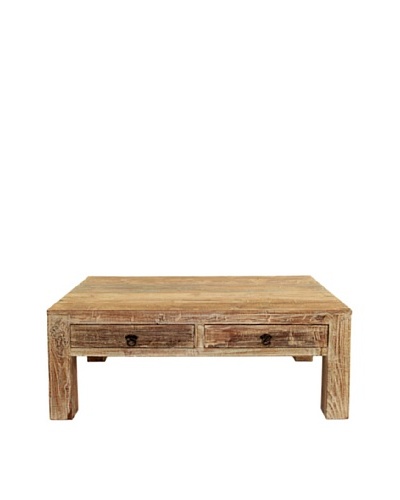 Tottenham Court Harold 2-Drawer Coffee Table, Lime Wash