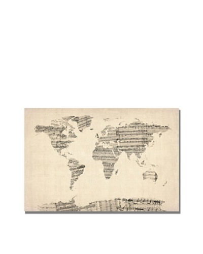 Trademark Art Michael Tompsett Old Sheet Music World Map Canvas Art