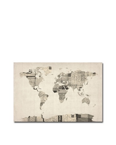 Trademark Art Michael Tompsett Vintage Postcard World Map Canvas Art