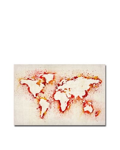 Trademark Fine Art Paint Outline World Map by Michael Tompsett Canvas Wall Art