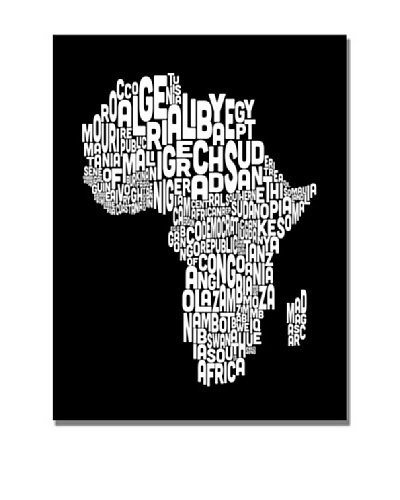 Trademark Art Michael Tompsett Africa Font World Map Canvas Art