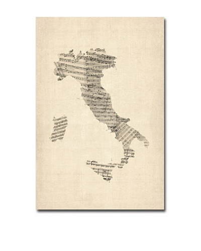 Michael Tompsett Trademark Art Italy Old Sheet Music Map Canvas Art