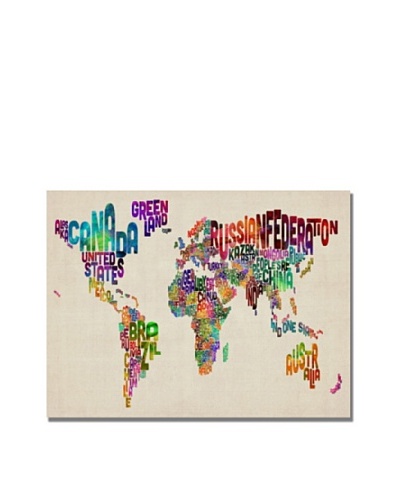 Trademark Art Michael Tompsett Typography World Map II Canvas Art
