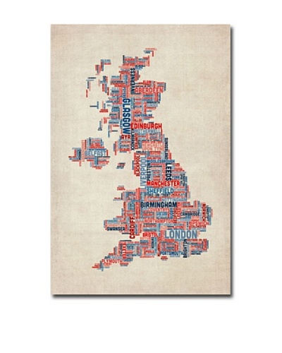 Trademark Fine Art UK Cities Text Map by Michael Tompsett Canvas Art