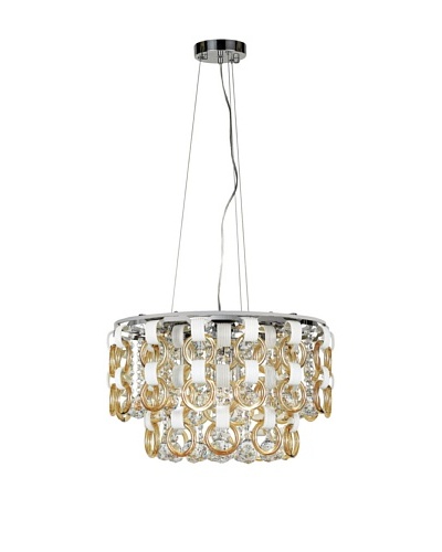 Transglobe Lighting Champagne and Crystal Pendant Light, Polished Chrome