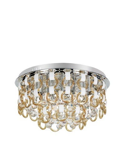Transglobe Lighting Champagne and Crystal Flush-Mount Fixture, Polished Chrome