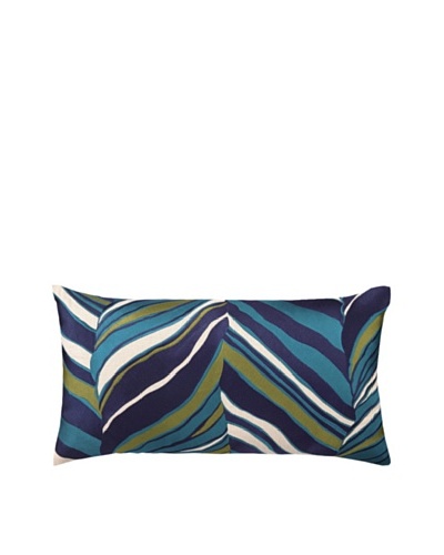 Trina Turk Tiger Leaf Embroidered Pillow, Blue, 20 x 20
