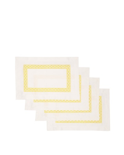 Trina Turk Set of 4 Palm Spring Blocks Embroidered Placemats [Yellow]