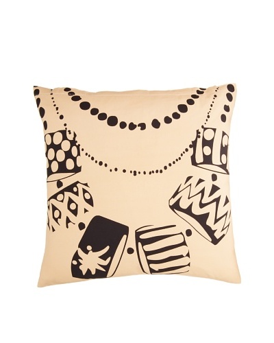 Twinkle Living Necklace Pillow Cover, Beige/Black, 18 x 18