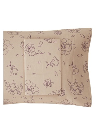 Twinkle Living Pair of Rose Pillowcases, Walnut/Grape, Standard