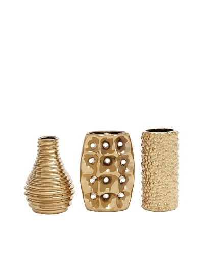 UMA Set of 3 Textured Ceramic Vases