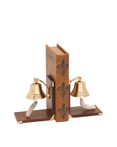 UMA Wooden Brass Bell BookendsAs You See