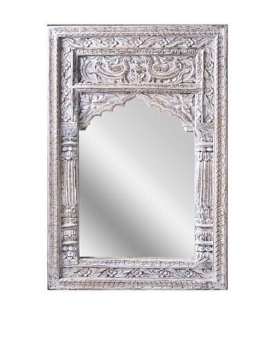 Uptown Down Small Carved Mirror, White