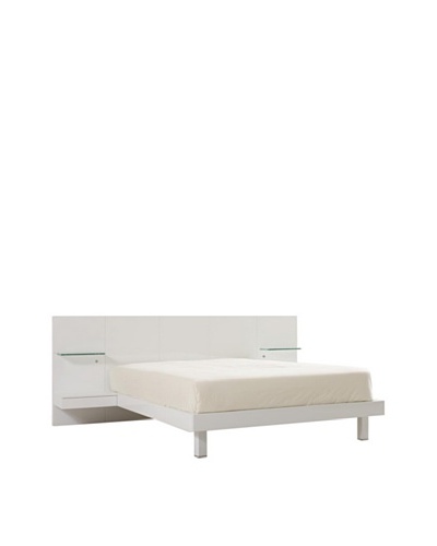 Urban Spaces Chico 2 Queen Bed, High Gloss White Lacquer