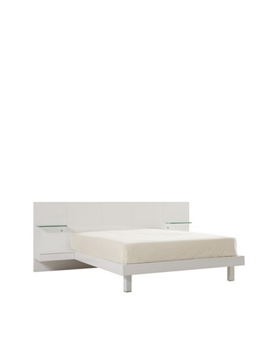 Urban Spaces Chico 2 Cal King Bed, High Gloss White Lacquer