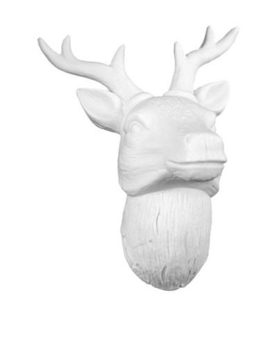 Medium Porcelain Deer Head Wall Decor, White