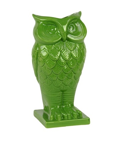 Ceramic Owl Vase, Green