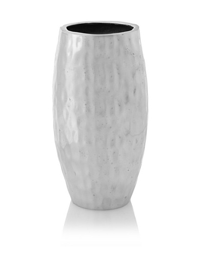 Jim Marvin Collection Hammered Aluminum Round Barrel Vase, Silver, 8.25