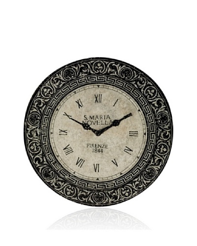 Venezia Clock Design Decorative Metal Wall Plaque [Black/Parchment]