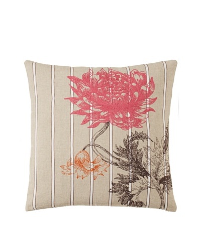 Villa Home Arcadia Floral-Embroidered Decorative Pillow, Pink/Orange, 18″ x 18″