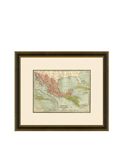 Antique Lithographic Map of Mexico, Cuba, & Central America, 1883-1903