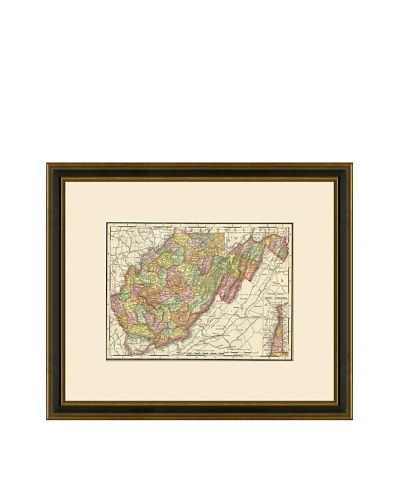 Antique Lithographic Map of West Virginia, 1886-1899