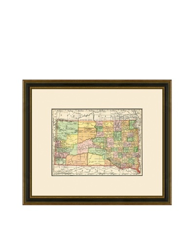 Antique Lithographic Map of South Dakota, 1886-1899