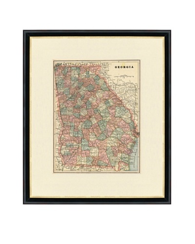 Vintage Print Gallery Antique Georgia Map, 1892-1895