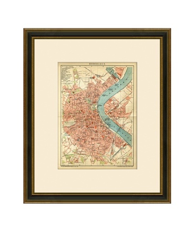 Antique Lithographic Map of Bordeaux, France, 1894-1904