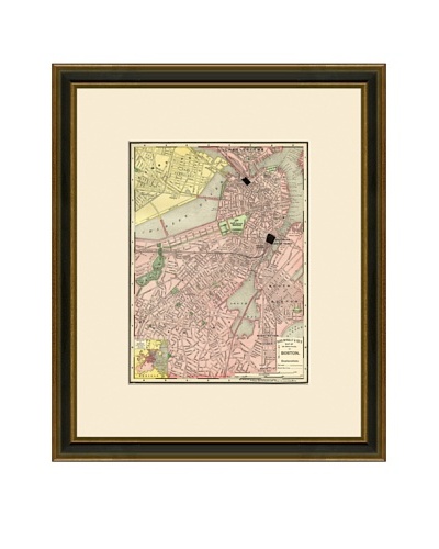 Antique Lithographic Map of Boston, 1886-1899