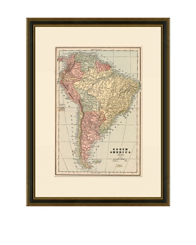 Antique Lithographic Map of South America, 1883-1903