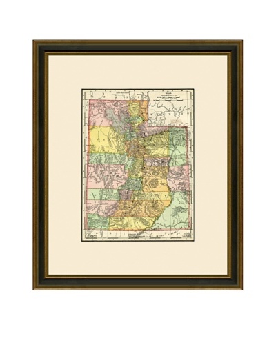 Antique Lithographic Map of Utah, 1886-1899