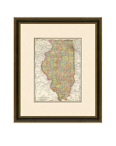 Antique Lithographic Map of Illinois, 1886-1899