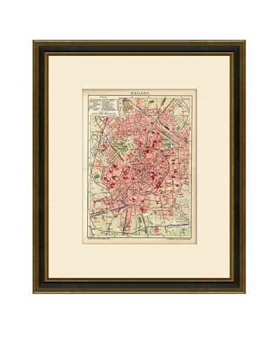 Antique Lithographic Map of Milan, 1894-1904