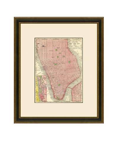 Antique Lithographic Map of New York City, 1886-1899