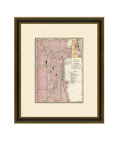 Antique Lithographic Map of Chicago, 1886-1899