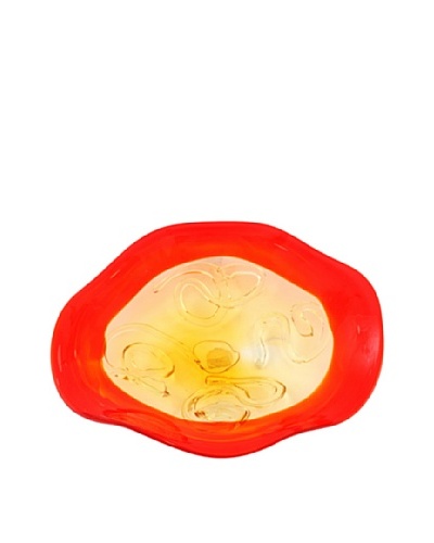 Viz Art Glass Hand Blown Plate, Red/Amber