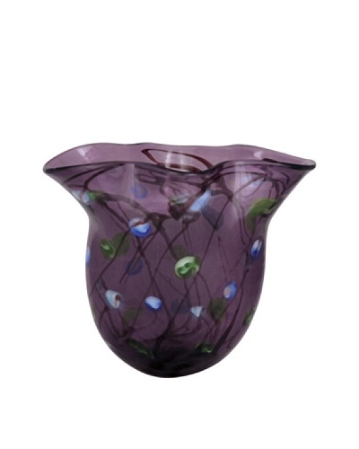 Viz Art Glass Hand Blown Vase, Purple/Green/Multi