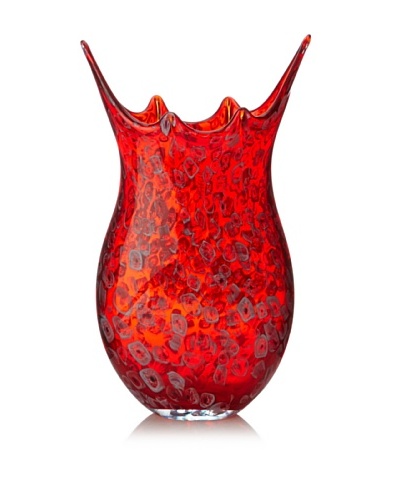 Viz Art Glass Hand Blown Vase, Red/Multi