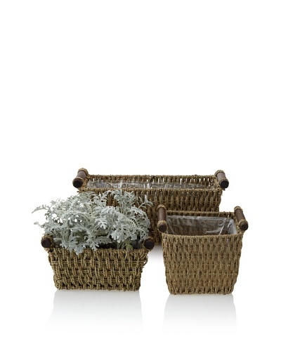 Wald Imports Set of 3 Square Rope Pot Covers, Natural