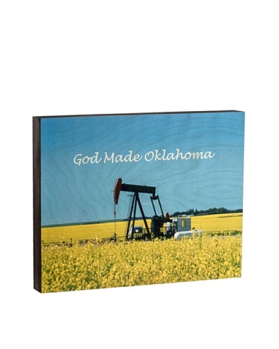 Walnut Hollow Pump Jack/God Made Oklahoma Wooden Shadowbox Plaque