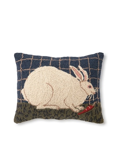 Warren Kimble Hook Pillow, White Bunny, 14 x 18