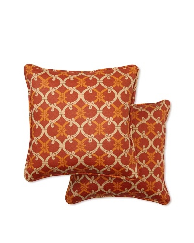 Set of 2 Heat Wave Square Decorative Throw Pillows [Mango]