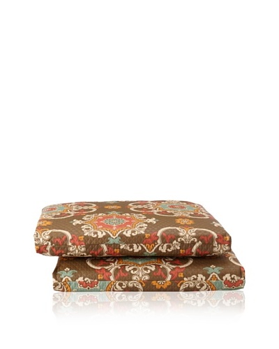 Waverly Set of 2 Sun-n-Shade Garden Crest Squared Seat Cushions [Chocolate]