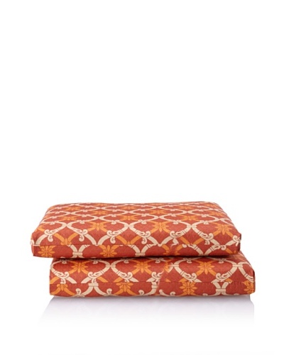 Waverly Set of 2 Sun-n-Shade Heat Wave Squared Seat Cushions [Mango]